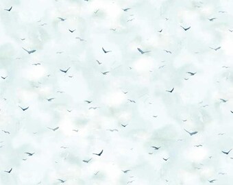 Birds in Light Teal from the Misty Vistas Collection by Katrina Pete for P&B Textiles - 100% Cotton Fabric