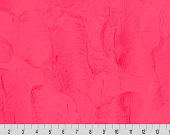 Luxe Cuddle® Hide Neon Diva Pink MINKY Luxury Plush Furry Fabric From Shannon Fabrics