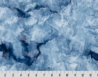 Luxe Cuddle® Galaxy Jeans Blue MINKY Furry Tie Dye Plush From Shannon Fabrics 10mm Pile