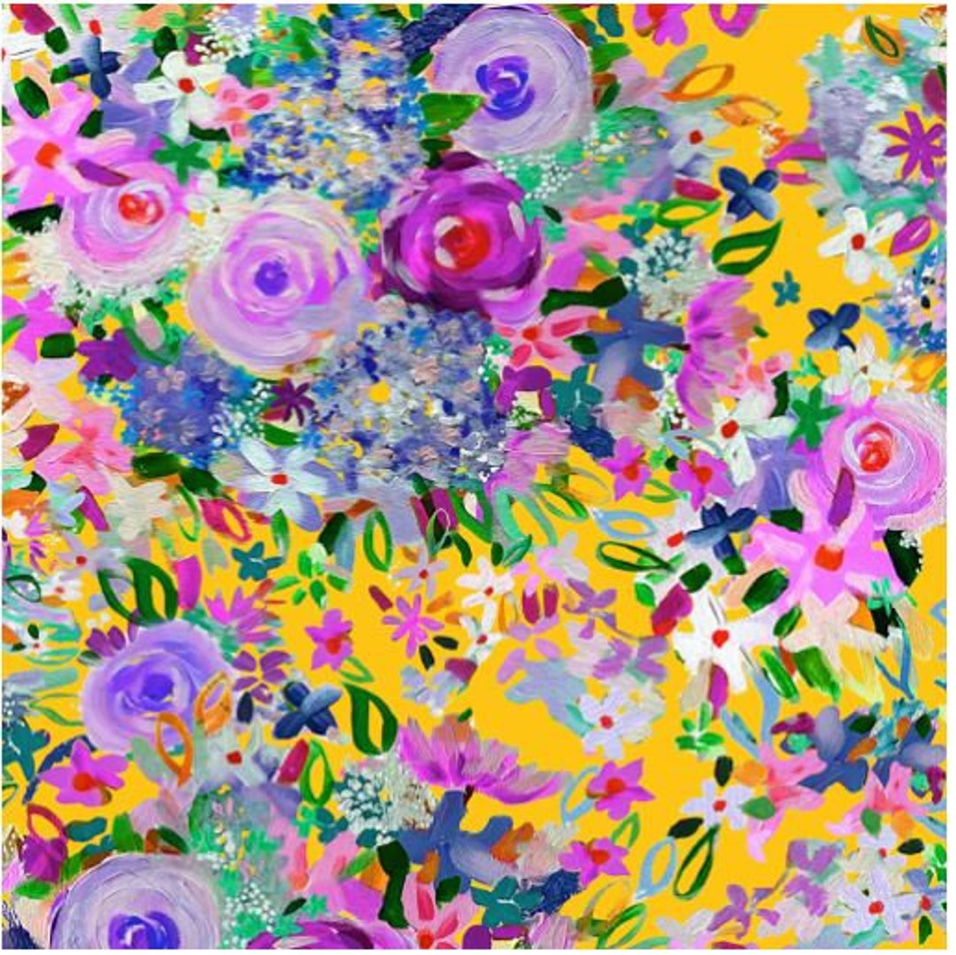 Garden Gems Digital Brilliant Blooms Gold Clothworks Etsy