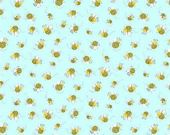 Susy Bees in Aqua van Susybee Basics for Clothworks