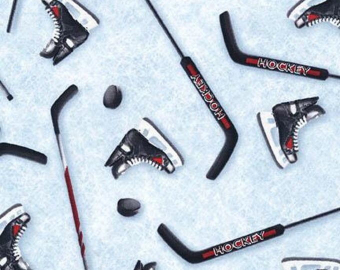 Ice Hockey Sticks and Skates From Robert Kaufman Fabrics Etsy