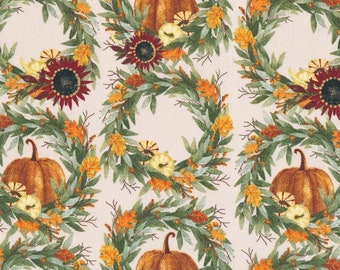 Harvest Autumn Wreaths from Happy Fall Collection from 3 Wishes Fabrics - 100% Cotton- You Choose the Cut