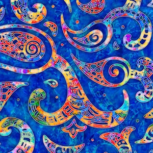 Paisley Swirl in Blue from Brilliance Collection by Dan Morris for Quilting Treasure Fabric- 100% Quilt Shop Cotton