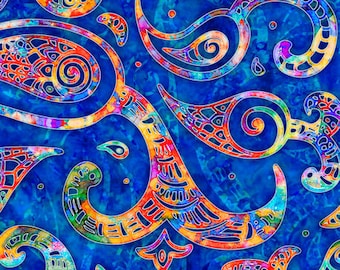 Paisley Swirl in Blue from Brilliance Collection by Dan Morris for Quilting Treasure Fabric- 100% Quilt Shop Cotton