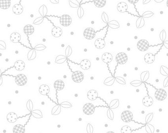 Cheerful Cherries White on White From Kimberbell Basics Collection for Maywood Studio - 100% Cotton