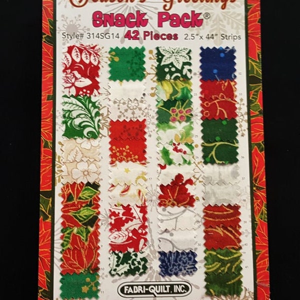 Seasons Greeting Christmas Jellyroll Snack Pack de Fabri-Quilt- 2.5" x 44" tiras- 42 Piezas