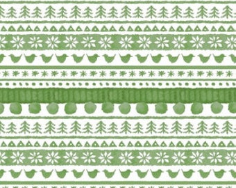 Christmas Sweater Stripes in Green from Warm Wishes Collection by Hannah Dale for Maywood Studios- 100% Quilt Shop Quality Fabric