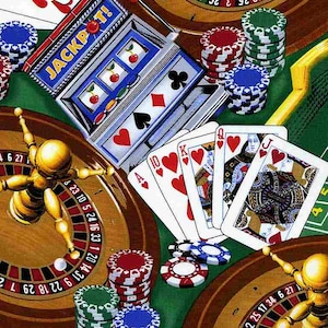 Casino de la colección Show Me the Money para tesoros atemporales: tela 100 % Quilt Shop