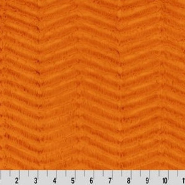 Luxe Cuddle® Ziggy in Tangerine Orange Embossed Minky Fur from Shannon Fabrics - Zig Zags / Chevron- 12mm Pile By the yard