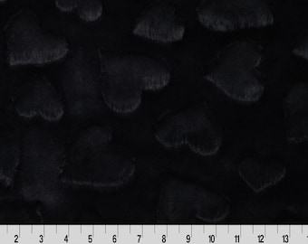 Luxe Cuddle® Hearts Black MINKY From Shannon Fabrics 10mm Pile