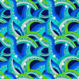 Disco Rainbow in Blue with Silver Metallic from the Disco Collection from Lewis & Irene Fabrics - 100% Cotton