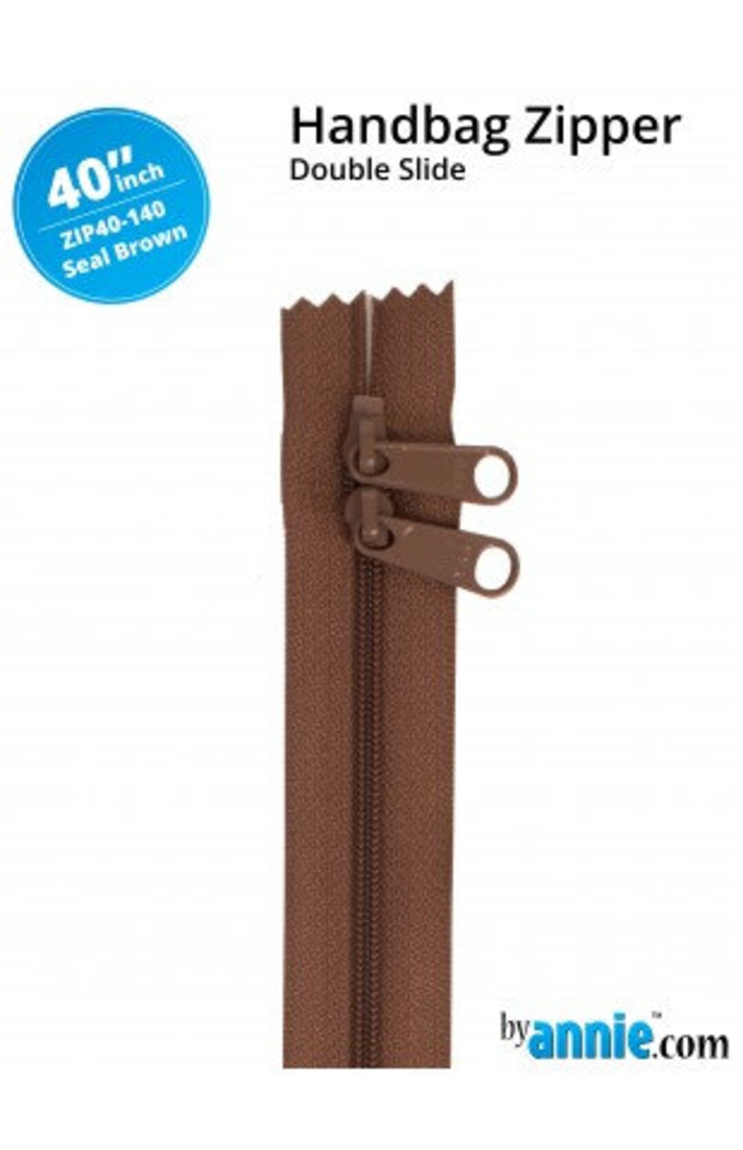 ZIPPERS 40 Seal Brown Double Slide Handbag Zipper From Patterns by