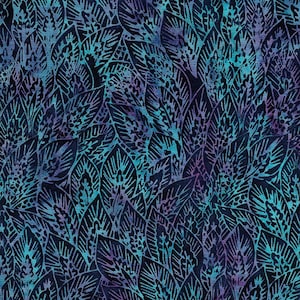 BATIK FABRIC - Large Wheat Leaves in Saskatoon Berry from Starry Night Collection by Island Batiks
