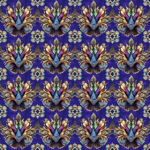 Feather Medallion Purple Mystic Owls from QT Fabrics - 100% Cotton