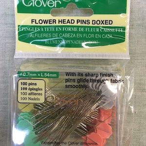 Alfinetes retos de 2&quot; em formato de flor plana da Clover - Costura e acolchoamento - Conjunto de 100 peças