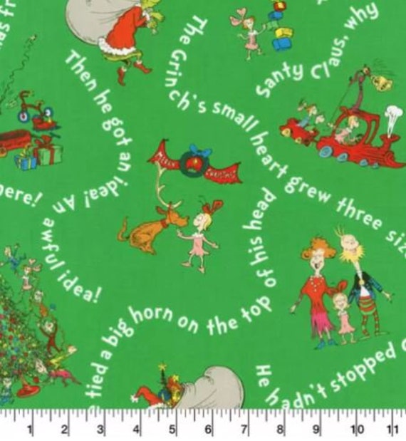 Dr Seuss Grinch Stole Christmas Words on Green From Robert Kaufman s How the Grinch Stole Christmas Collection - Canada