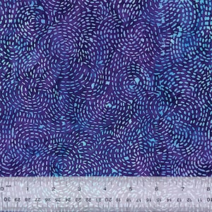 Batik Fabric - Stitches in Ultraviolet from the Monet Batiks Collection by Anthology Fabrics - 100% Cotton Fabric