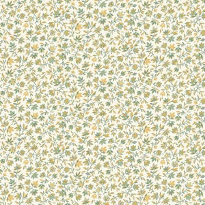 Kleine Blätter in Weiß aus der Willoughby Kollektion von Maywood Studio - 100% Baumwolle
