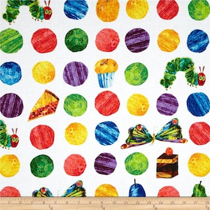 The Very Hungry Caterpillar Dessert Dots From Andover Fabrics by Eric Carle