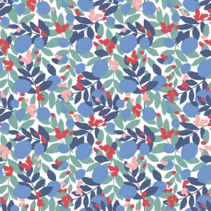 Botanical Mix in Weiß aus der Cups & Quilts Kollektion von Lydia Johnson für Maywood Studio - 100% Baumwolle