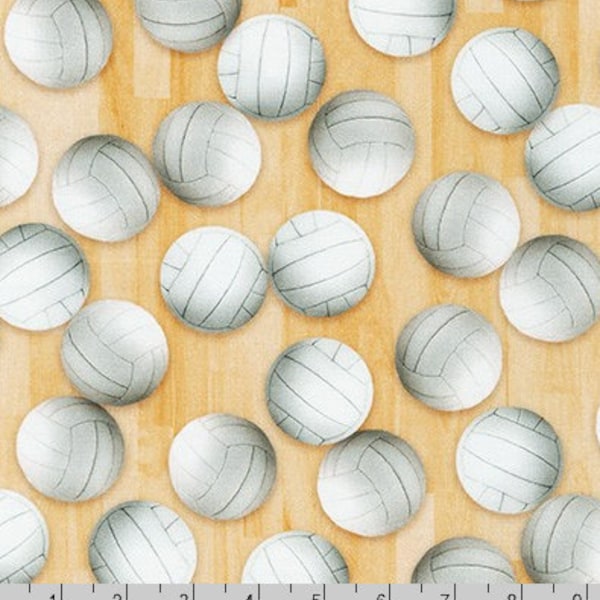 Volleyballs in Woodgrain From Sports Life Collection by Robert Kaufman Fabric- You Choose Cut