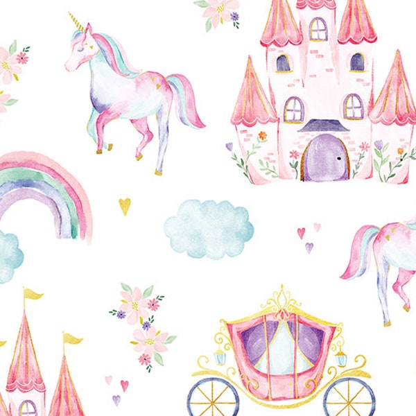 Fairy Tale Princess Castle Unicorn Digital Cuddle® Minky from Shannon Fabrics - Digital Print