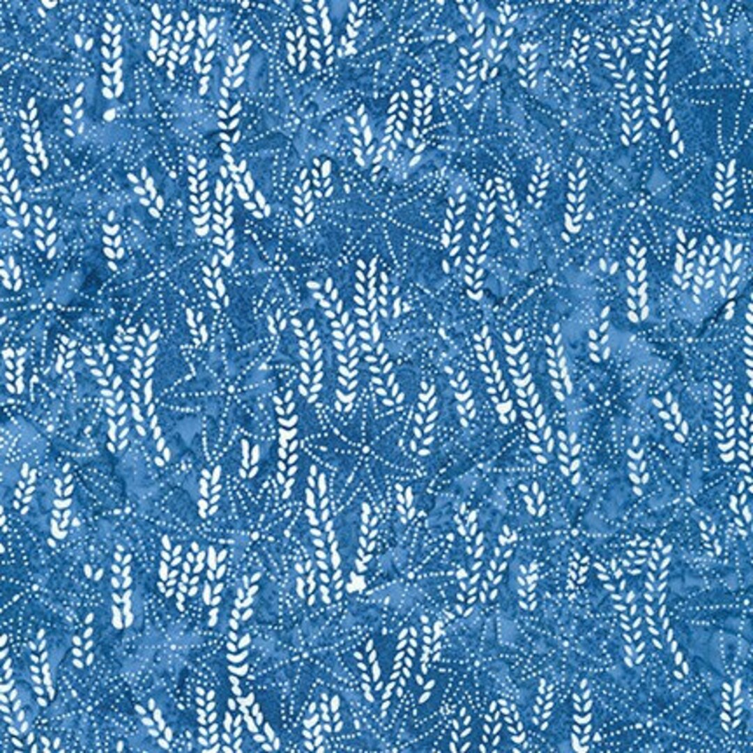 Artisan Batiks Kasuri Batik Quilt Fabric - Dotted Leaves in Navy