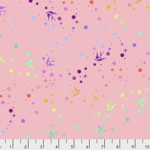 Tula Pink - Fairy Dust em Blush da Coleção True Colors da Free Spirit Fabric - Tecido 100% de Qualidade para Quilting