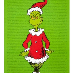 The Grinch Panel in Green From Dr Seuss&#39;s How The Grinch Stole Christmas - Panel is 23.5&quot;x44&quot;
