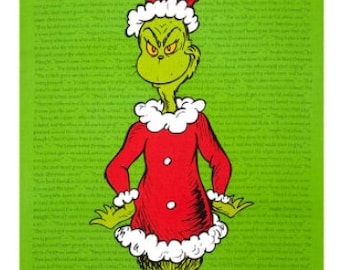 Panneau Grinch en vert de How The Grinch Stole Christmas du Dr Seuss - Le panneau mesure 23,5 x 44 po.