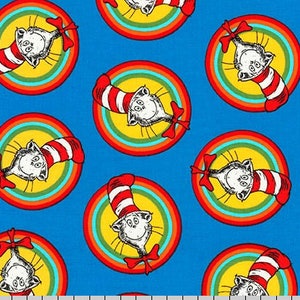 Seuss Circles on Blue from Dr Seuss Enterprises Collection by Robert Kaufman Fabric 100% Cotton ADE-18198-203