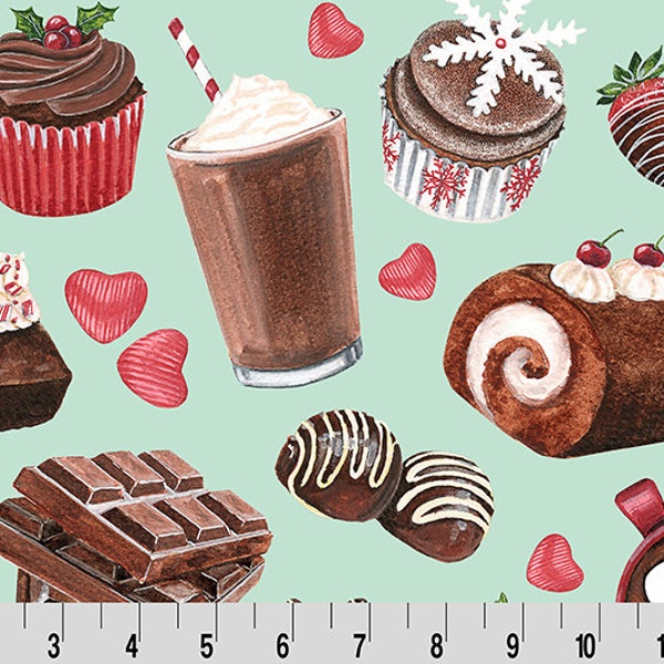 Sweet Treats Digital Cuddle® in Chocolate Brown & Green by Shannon Fabrics 2.5mm Pile- 100% Polyester