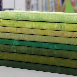 Grunge in Shades of Green FABRIC BUNDLE SET from Moda - 8 Fabrics Total- 100% High Quality Quilt Shop Cotton
