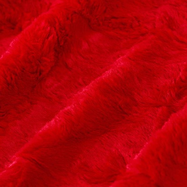 Luxe Cuddle® Marble Scarlet Red Furry MINKY Fabric From Shannon Fabrics- 10mm Pile