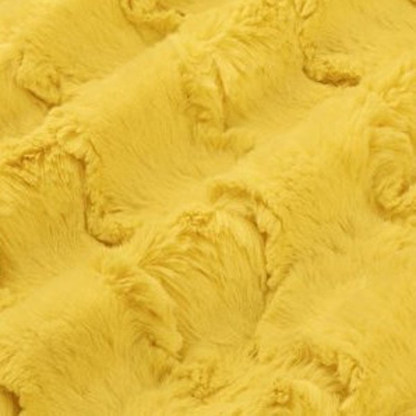 Luxe Cuddle® Glacier in Buttercup Yellow High Pile Furry Fabric MINKY from Shannon Fabric- 15mm