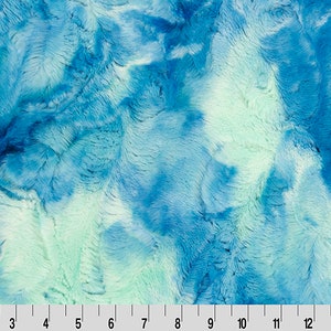 Luxe Cuddle® Sorbet in Blue Glow Fur MINKY Fabric From Shannon Fabrics- 10mm