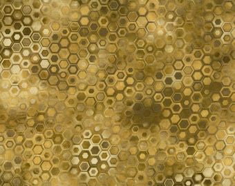 Hexagons in Gold from the Phantasma Collection by Robert Kaufman - 100% Cotton