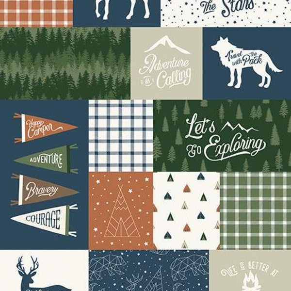 Great Outdoors PANEL (approx 24"x44") in Navy from Adventure is Calling Collection by Riley Blake -You Choose the Cut - 100% Cotton Fabric