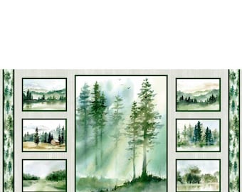 Misty Vistas 24" Panel in Multi from the Misty Vistas Collection by Katrina Pete for P&B Textiles - 100% Cotton Fabric