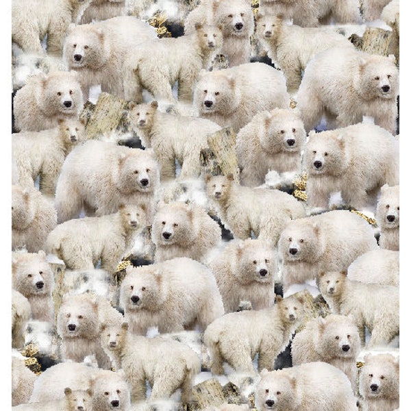 Packed Polar Bears from Arctic Dreams Collection by QT Fabrics - 100% Quilt Shop Cotton