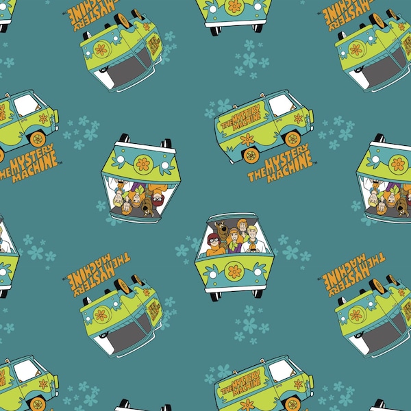 Digital Minky - Scooby Doo Mystery Machine in Teal from EZ Fabrics - You Choose the Cut - 100% Polyester