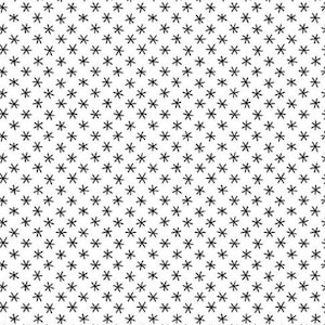 May include: A white background with a repeating pattern of black starbursts.