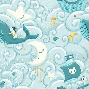 Sky Adventures in Light Blue from the Sky Adventures Collection by Paintbrush Studios - 100% Cotton Fabric