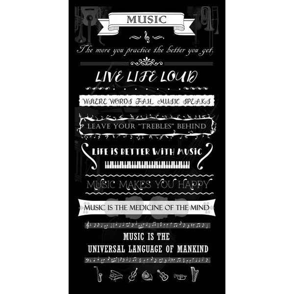 Music Appreciation PANEL approx 24"x43" from Perfect Pitch Collection for Michael Miller Fabrics- 100% High Quality Cotton