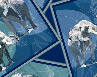 Parches de elefante en azul oscuro de la colección Extraordinary Elephants de QT Fabric - 100 % algodón - Tú eliges el corte