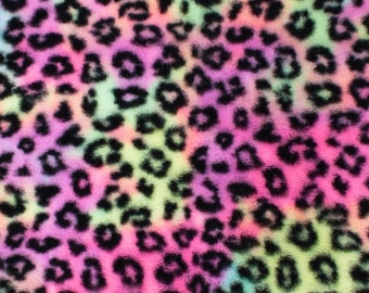 Rainbow Leopard Snuggle MINKY in Multi from EZ Fabrics - Animal Print - You Choose the Cut
