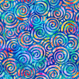 Colorful Packed Scroll Swirl in Blue from Brilliance Collection by Dan Morris for Quilting Treasure Fabric- 100% Quilt Shop Cotton