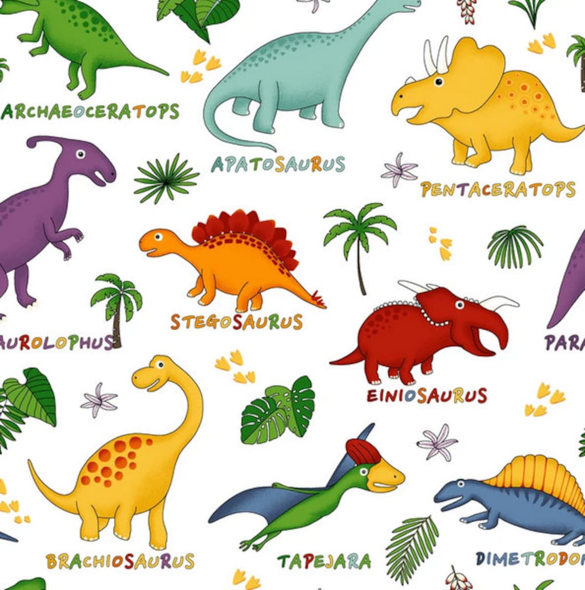 Dinosaur Names in Bright Multi from Lost World Collection by | Etsy