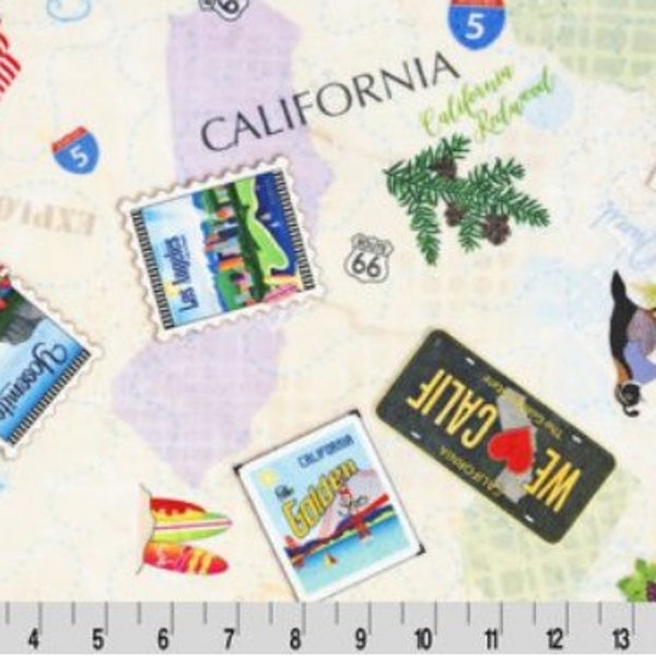 Where Ya' Been? States Digital Cuddle® California MINKY Plush from Shannon Fabric's Digital Cuddle Collection - 2.5mm pile